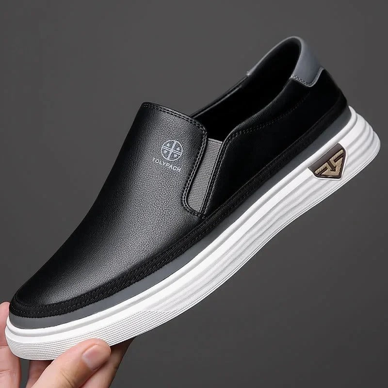 Chaussures sans lacets pour homme avec côtés élastiques, coloris Noir