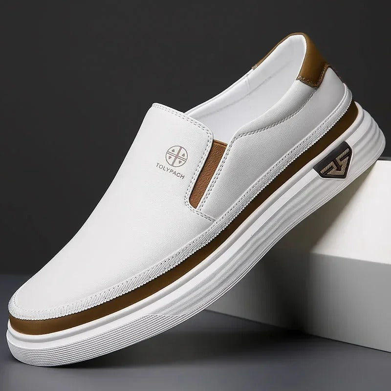 Chaussures sans lacets pour homme avec côtés élastiques, coloris Blanc