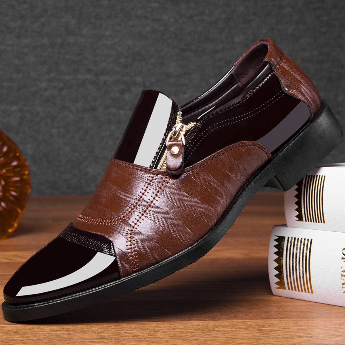 Chaussures ville homme zippées, coloris Marron clair