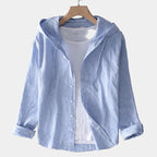 Chemise homme à capuche rayée, coloris Bleu