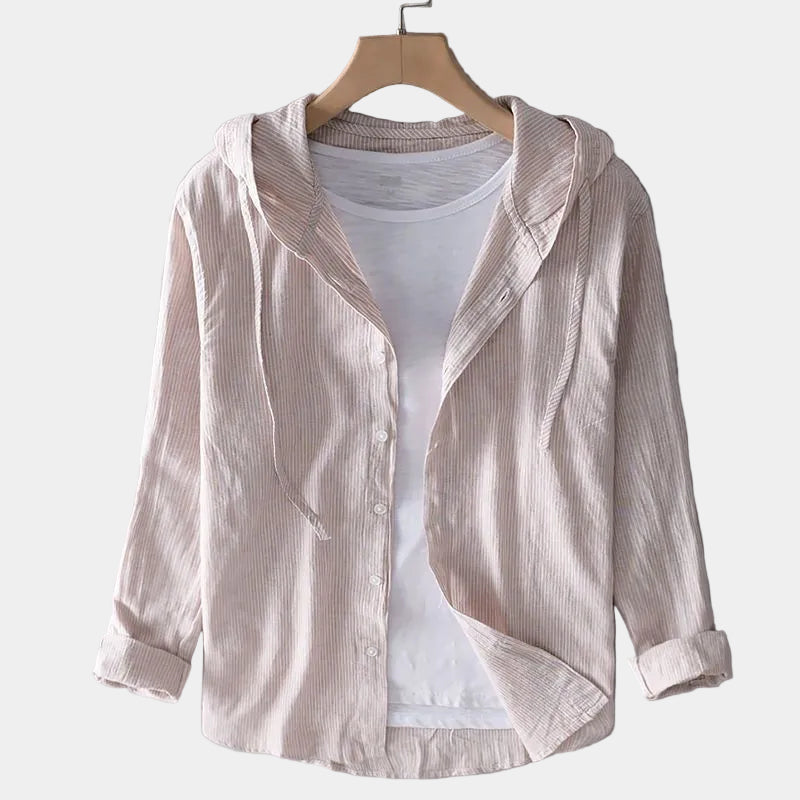 Chemise homme à capuche rayée, coloris Abricot