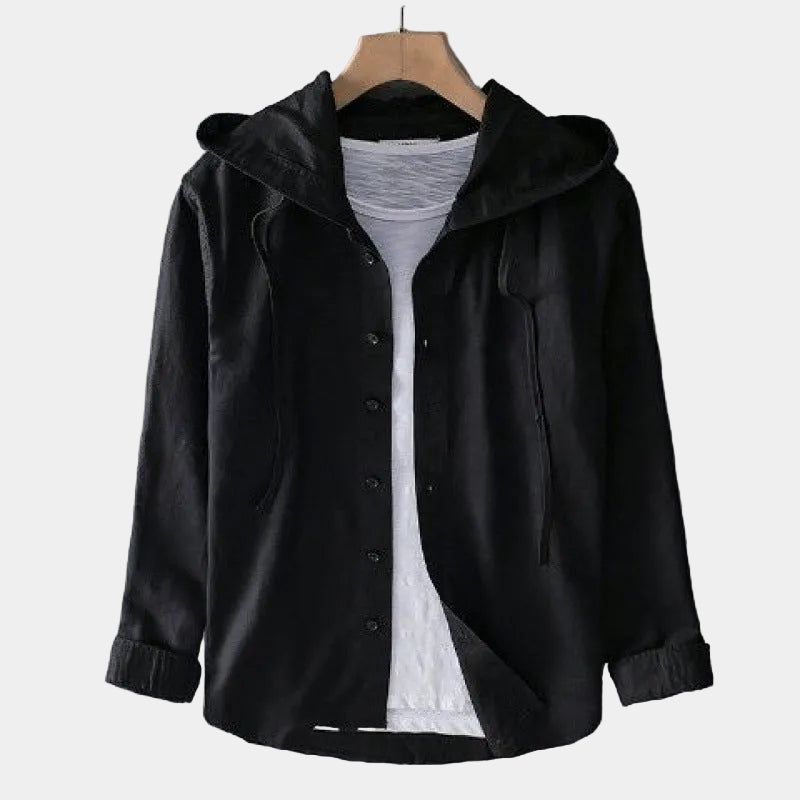 Chemise homme à capuche rayée, coloris Noir