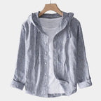 Chemise homme à capuche rayée, coloris Gris