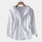 Chemise homme à capuche rayée, coloris Blanc