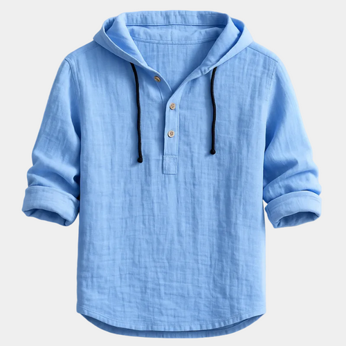 Chemise homme à capuche boutonnée, coloris Bleu