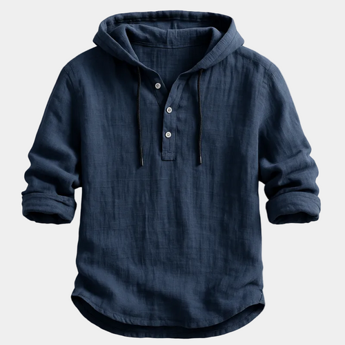 Chemise homme à capuche boutonnée, coloris Bleu marine