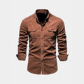 Chemise homme à poches boutonnée, coloris Marron foncé