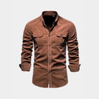 Chemise homme à poches boutonnée, coloris Marron foncé