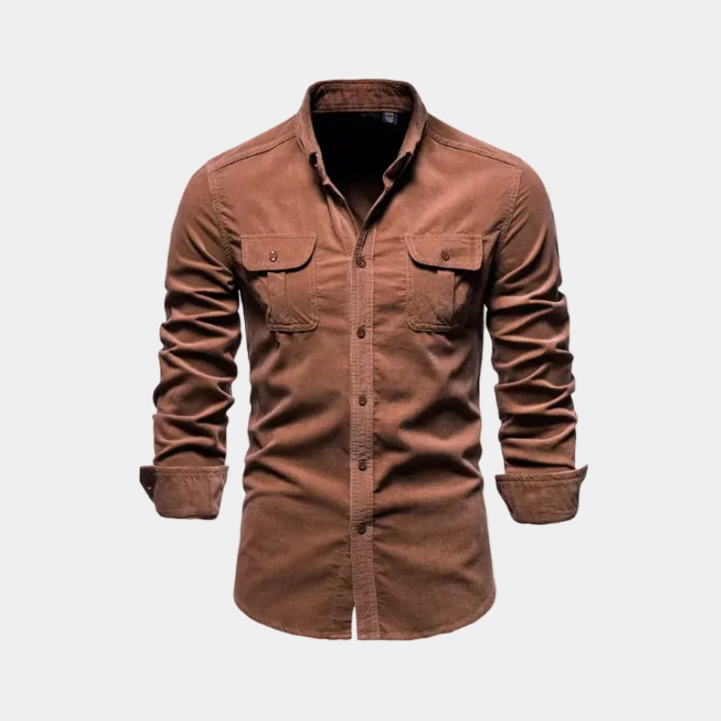 Chemise homme à poches boutonnée, coloris Marron foncé