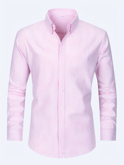 Chemise homme à rayures verticales, coloris Rose pâle