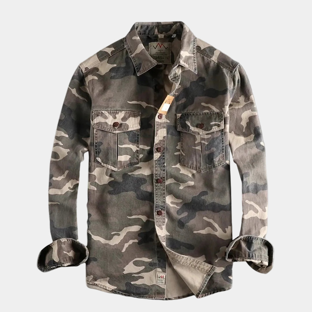 Chemise homme camouflage, coloris Kaki