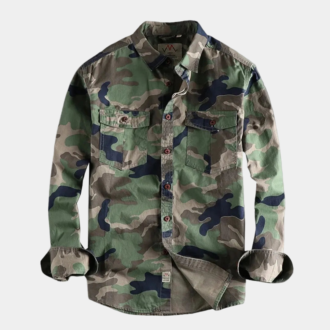 Chemise homme camouflage, coloris Vert