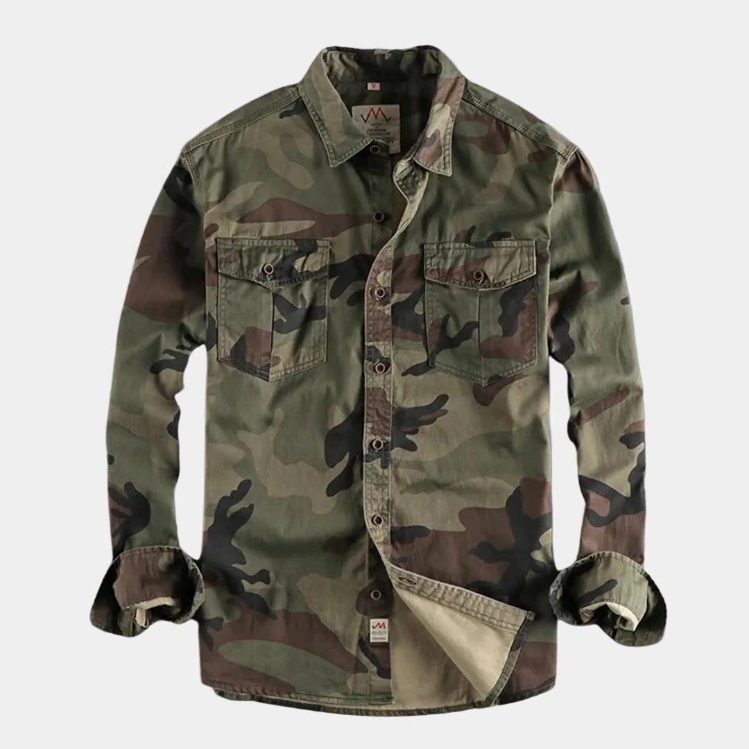 Chemise homme camouflage, coloris Vert militaire