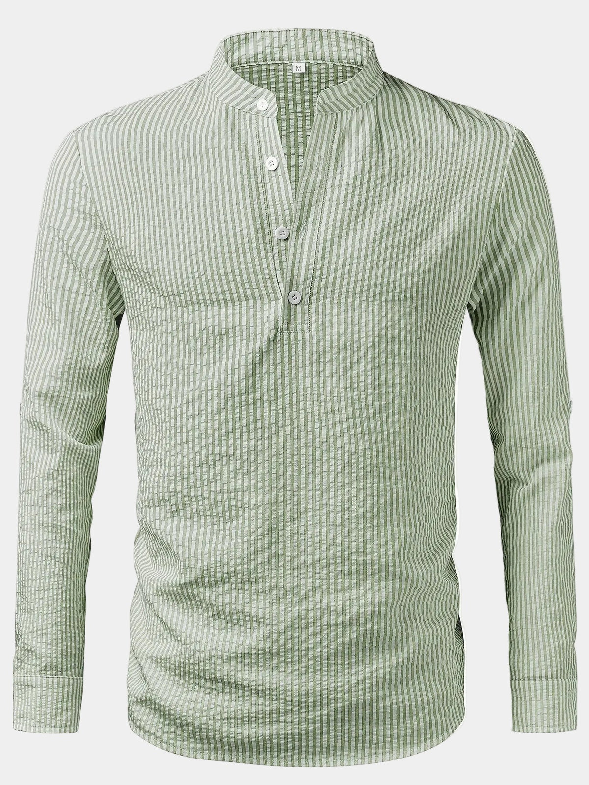 Chemise homme col droit rayée, coloris Vert clair