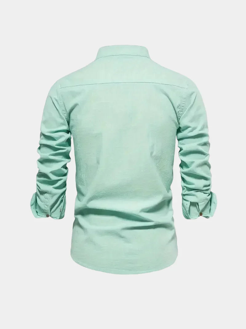 Chemise homme col mao boutonnée, vue 9