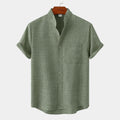 Chemise homme col mao manches courtes, coloris Vert