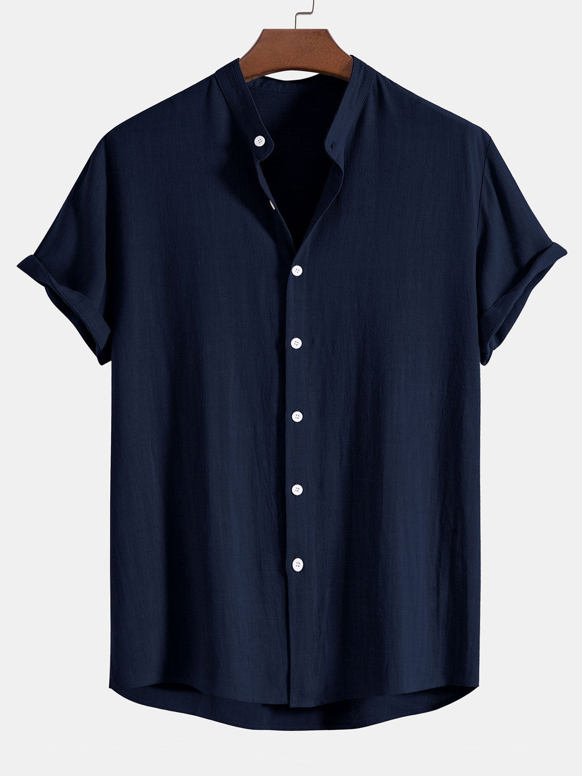 Chemise homme col officier, coloris Bleu marine