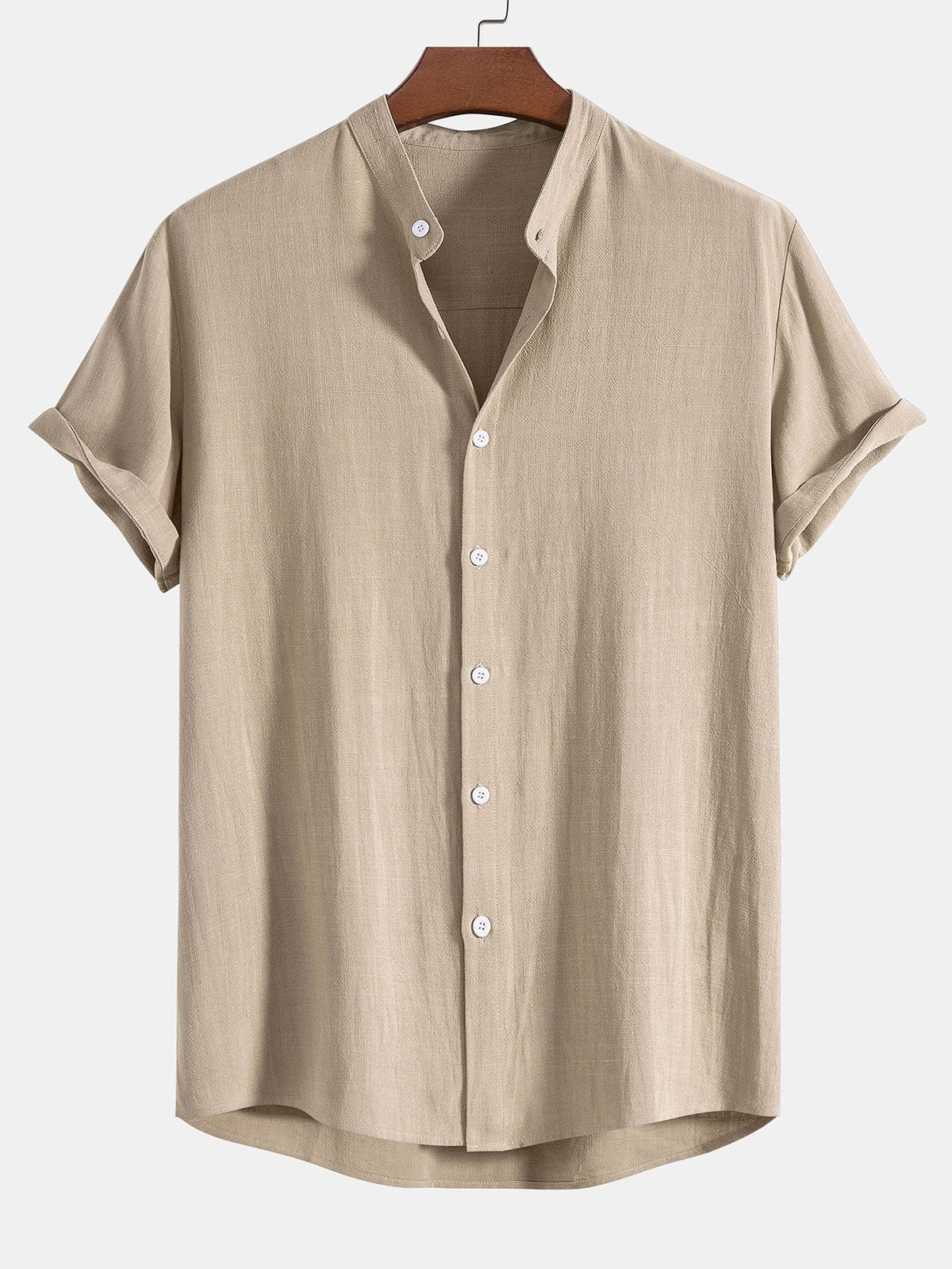Chemise homme col officier, coloris Beige
