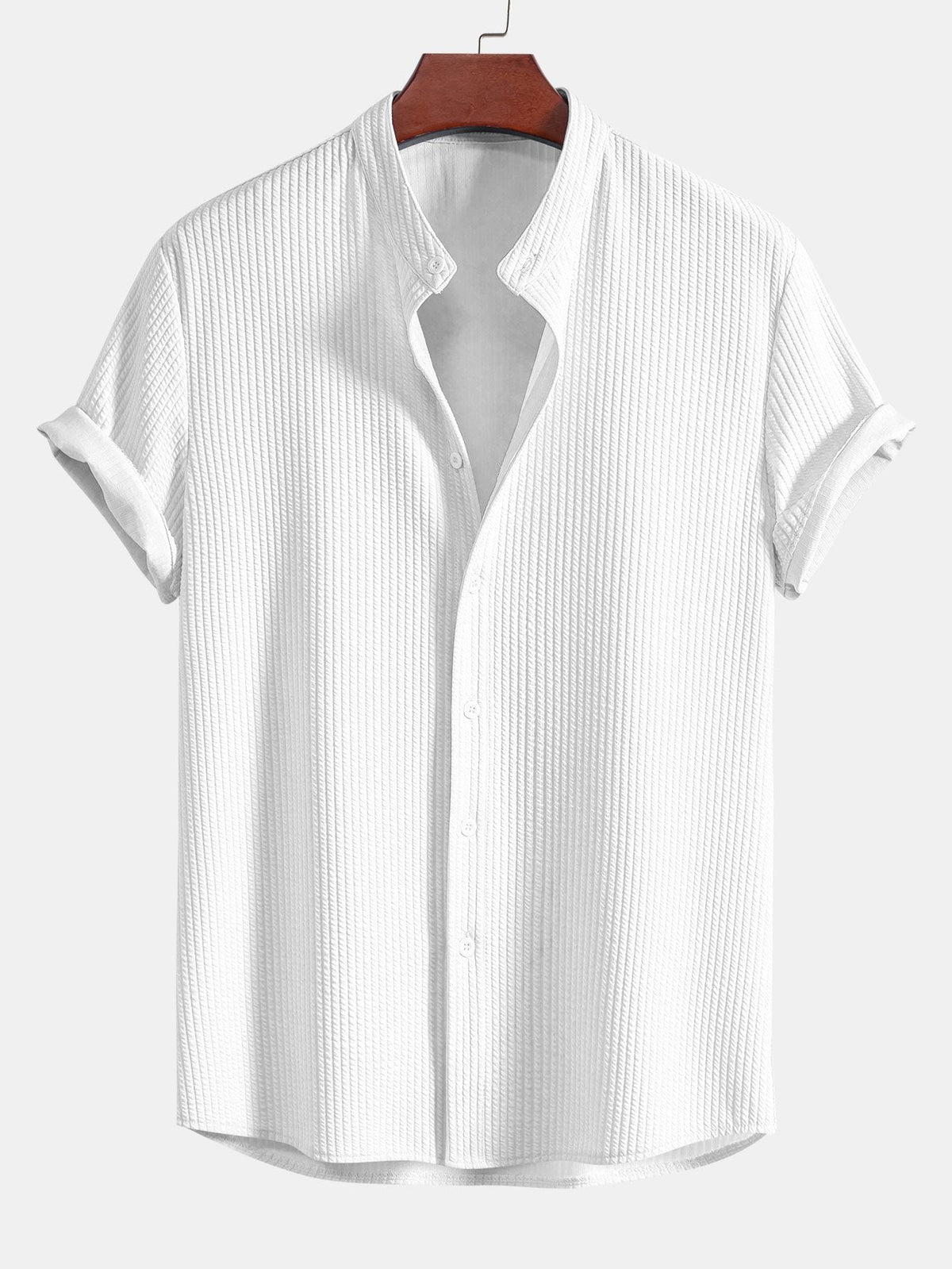 Chemise homme col officier texturée, coloris Blanc