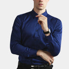 Chemise homme coupe droite, coloris Bleu marine