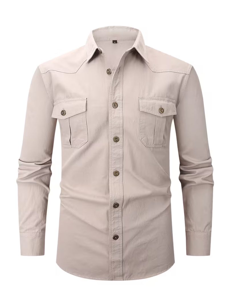 Chemise homme double poche, coloris Blanc ivoire