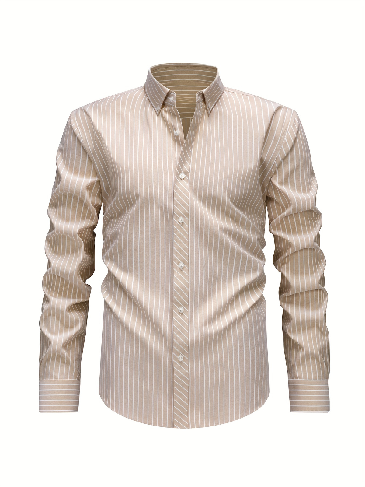 Chemise homme à fines rayures, coloris Kaki