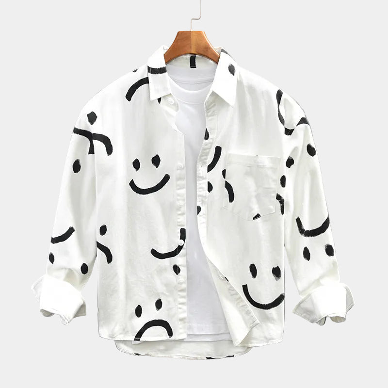 Chemise homme imprimée boutonnée, coloris Blanc