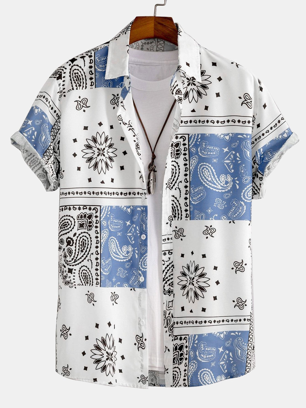 Chemise homme imprimée manches courtes, coloris Blanc