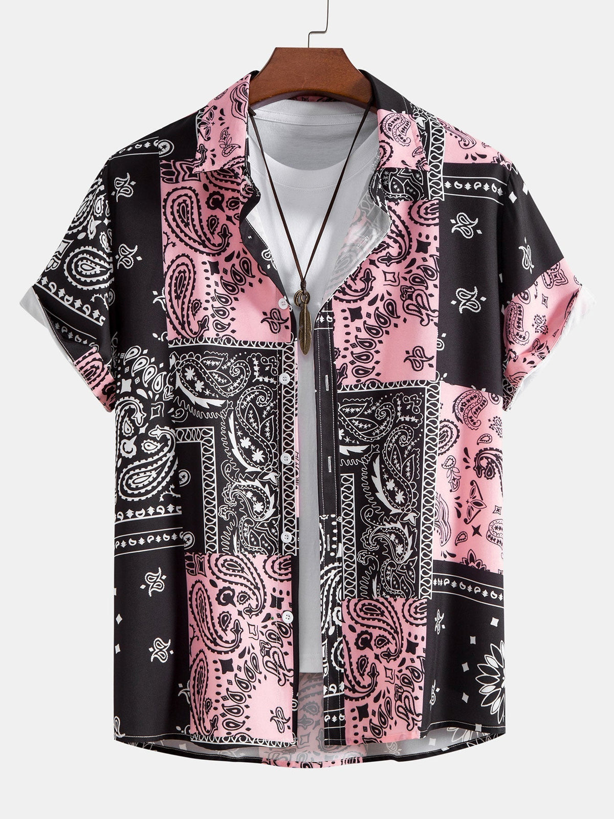 Chemise homme imprimée manches courtes, coloris Noir