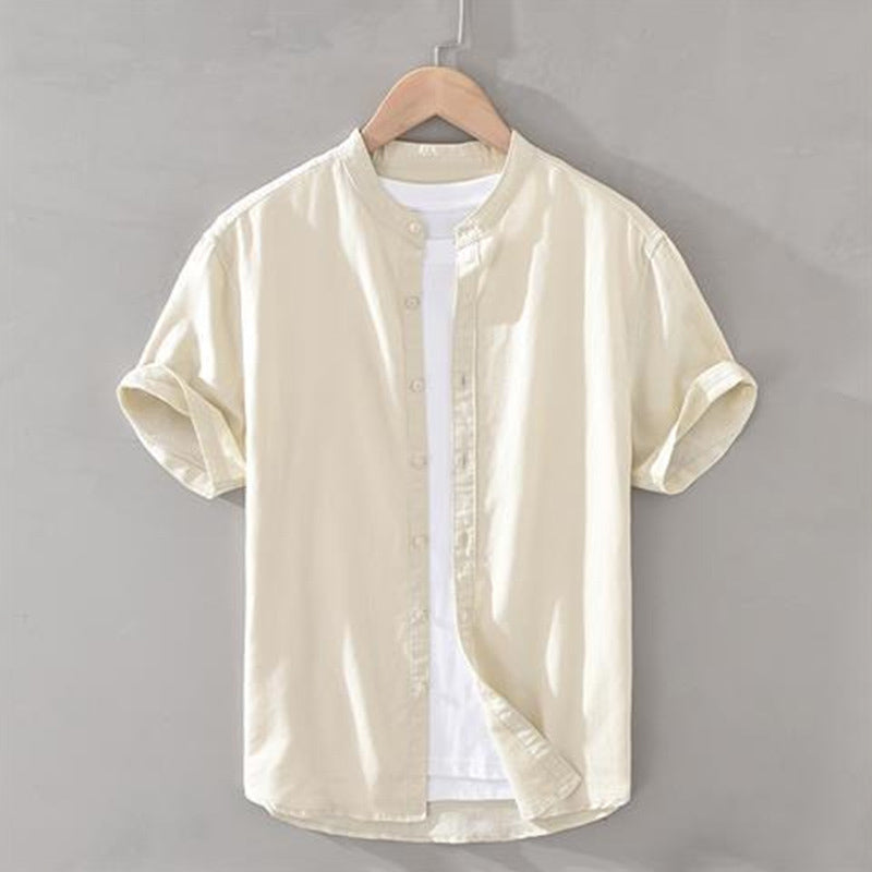 Chemise homme manches courtes boutonnée, coloris Beige