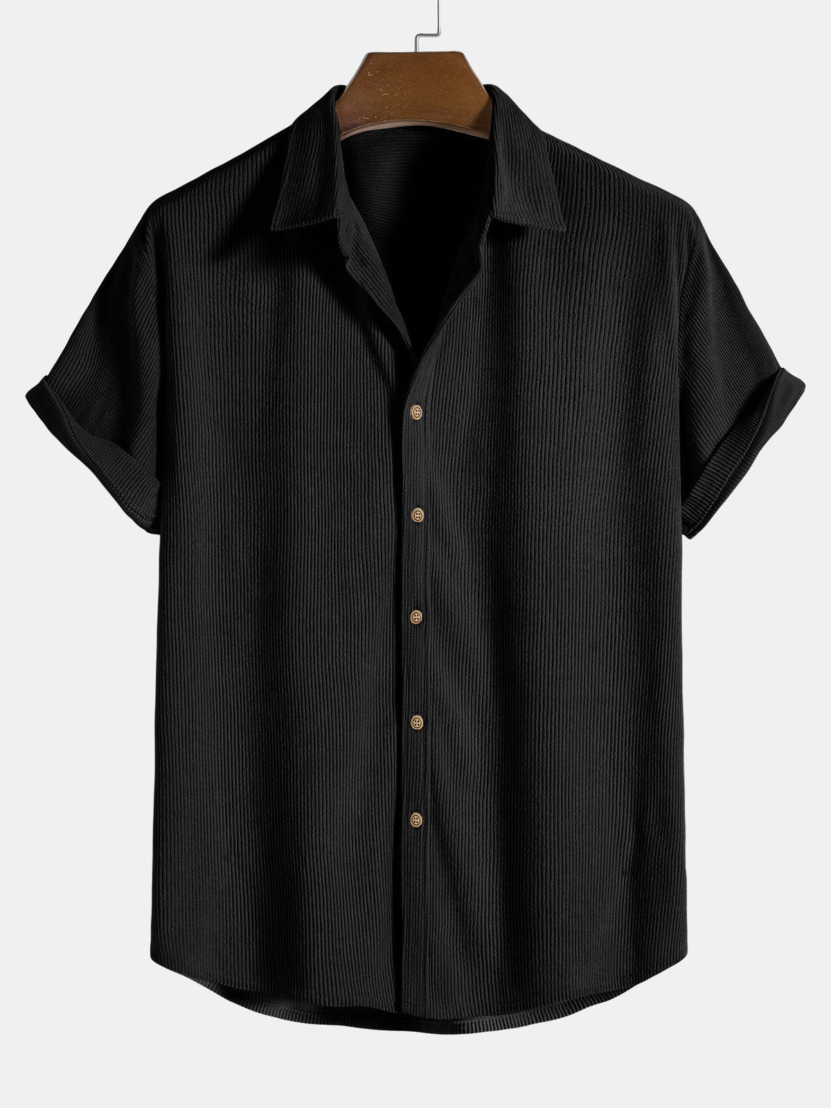 Chemise homme manches courtes texturée, coloris Noir