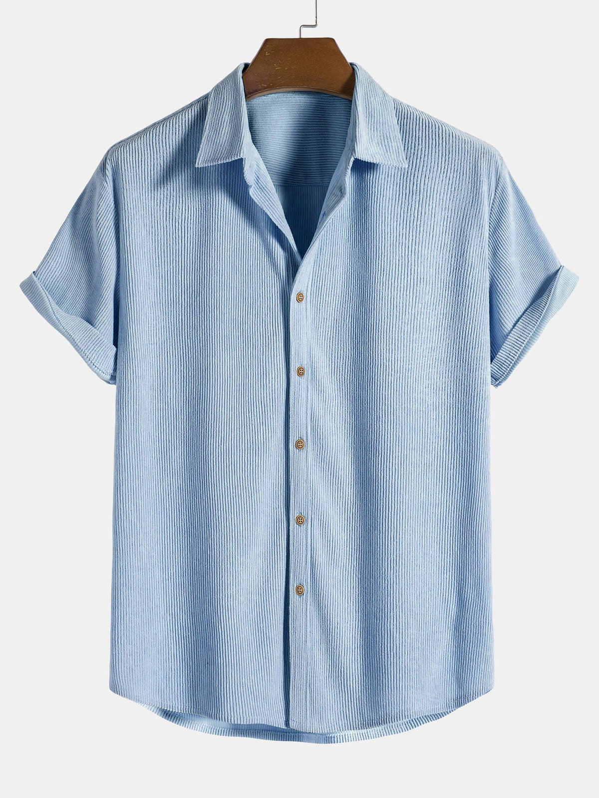 Chemise homme manches courtes texturée, coloris Bleu clair