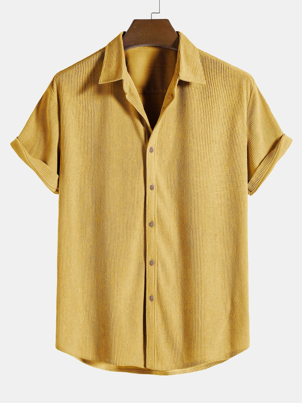Chemise homme manches courtes texturée, coloris Jaune