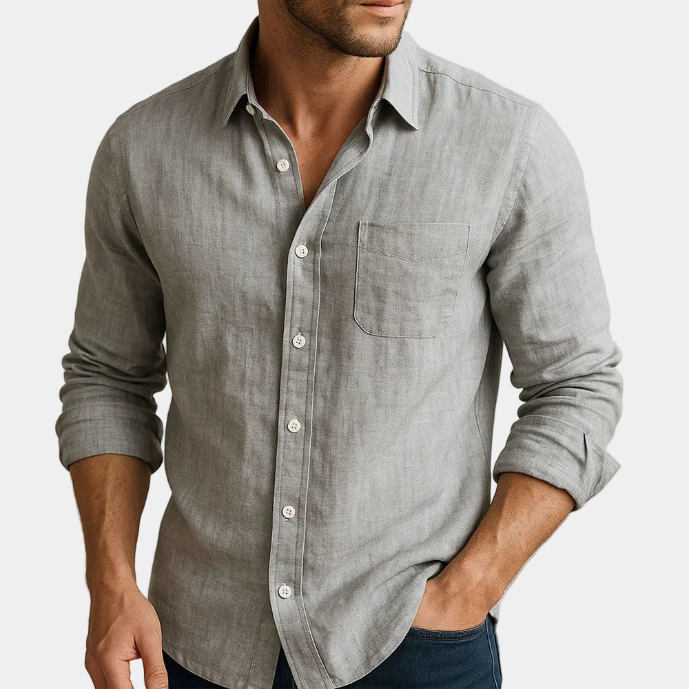 Chemise homme manches longues, coloris Gris
