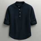 Chemise homme manches retroussées, coloris Bleu marine