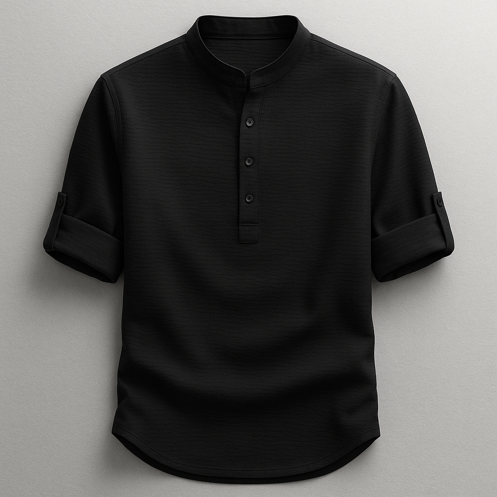 Chemise homme manches retroussées, coloris Noir