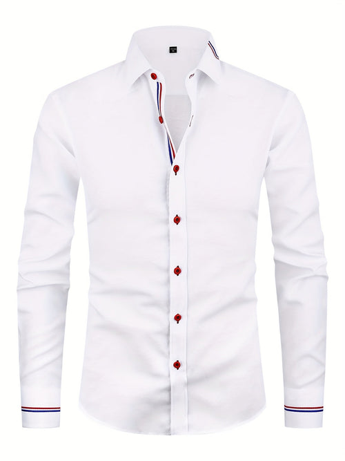 Chemise homme à poignets rayés, coloris Blanc