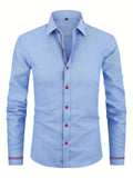 Chemise homme à poignets rayés, coloris Bleu clair