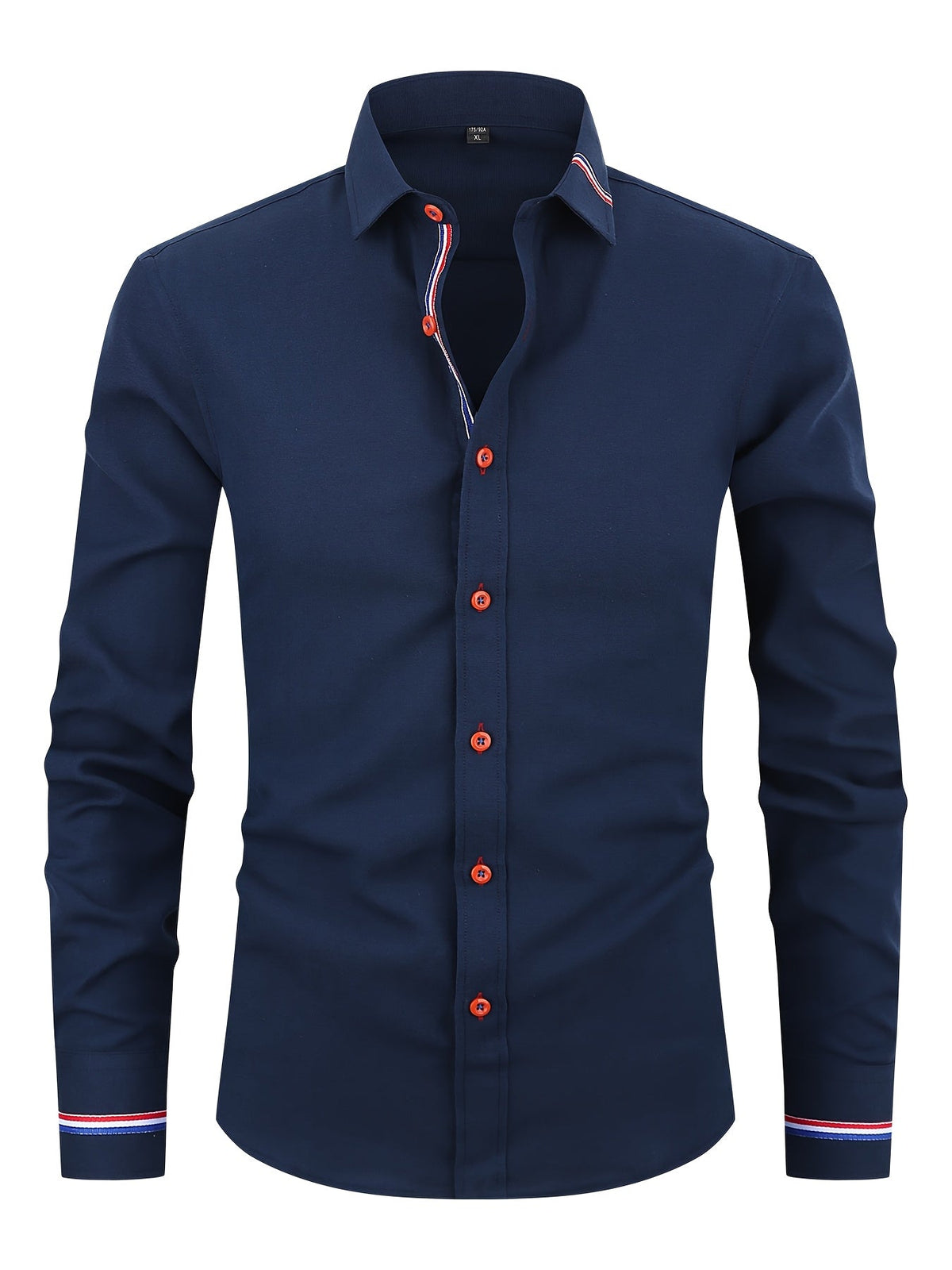 Chemise homme à poignets rayés, coloris Bleu marine