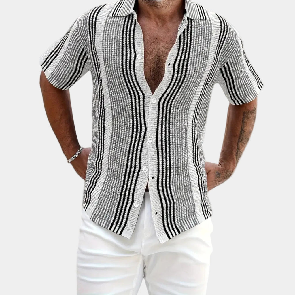 Chemise homme col ouvert boutonnée, coloris Gris