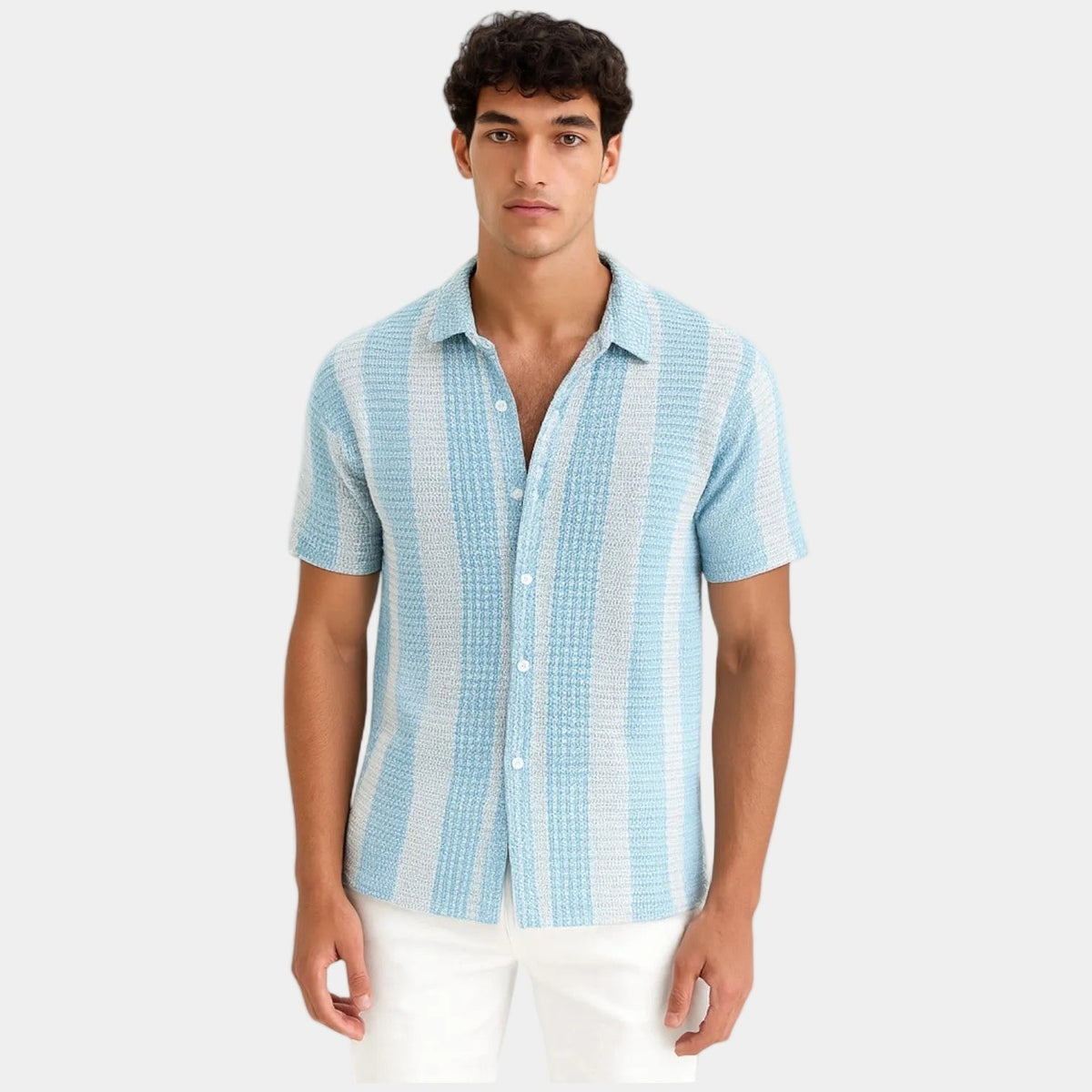Chemise homme col ouvert boutonnée, vue 4