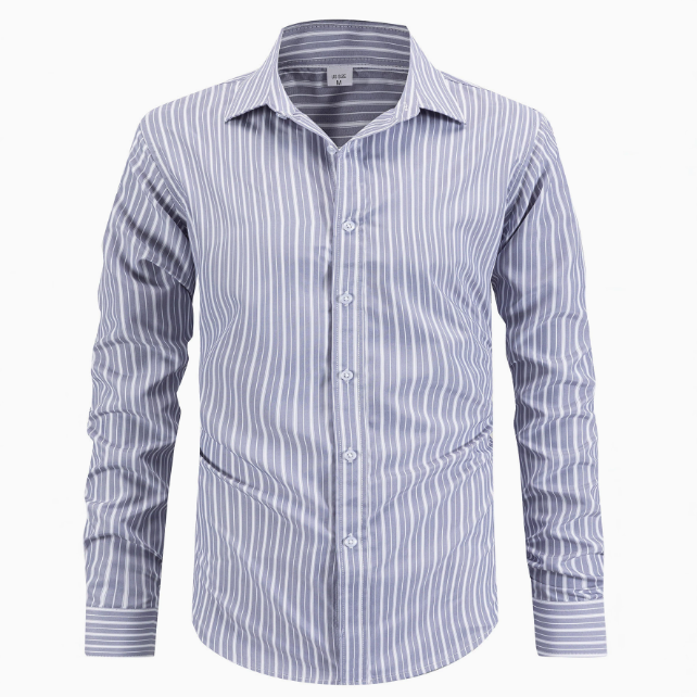 Chemise homme rayée manches longues, coloris Gris