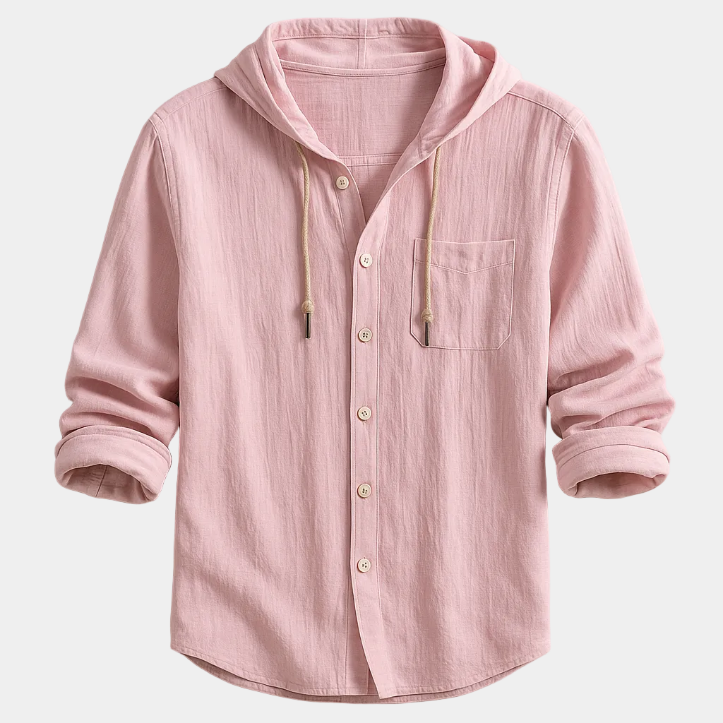 Chemise homme capuche boutonnée, coloris Rose