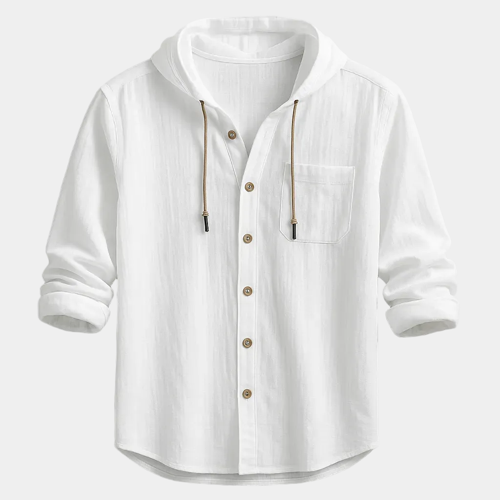 Chemise homme capuche boutonnée, coloris Blanc