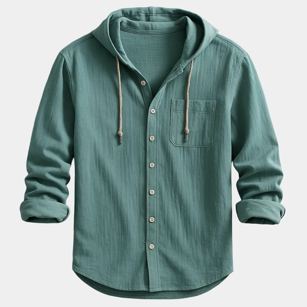 Chemise homme capuche boutonnée, coloris Vert