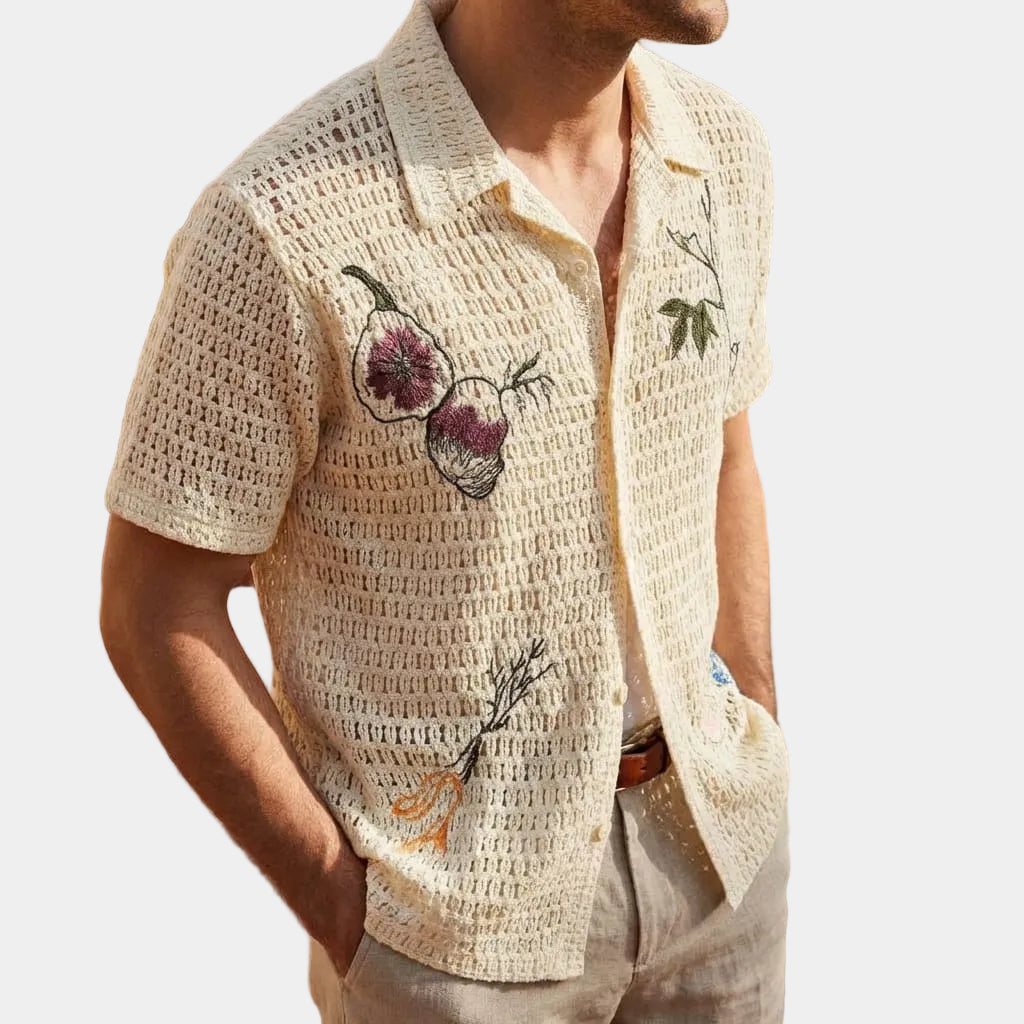 Chemise homme ajourée, coloris Beige, vue principale