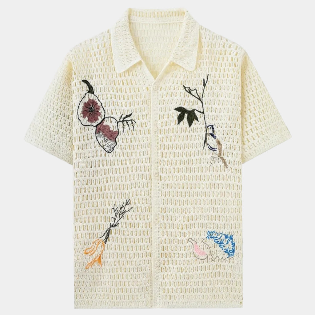 Chemise homme ajourée, coloris Beige, vue 2