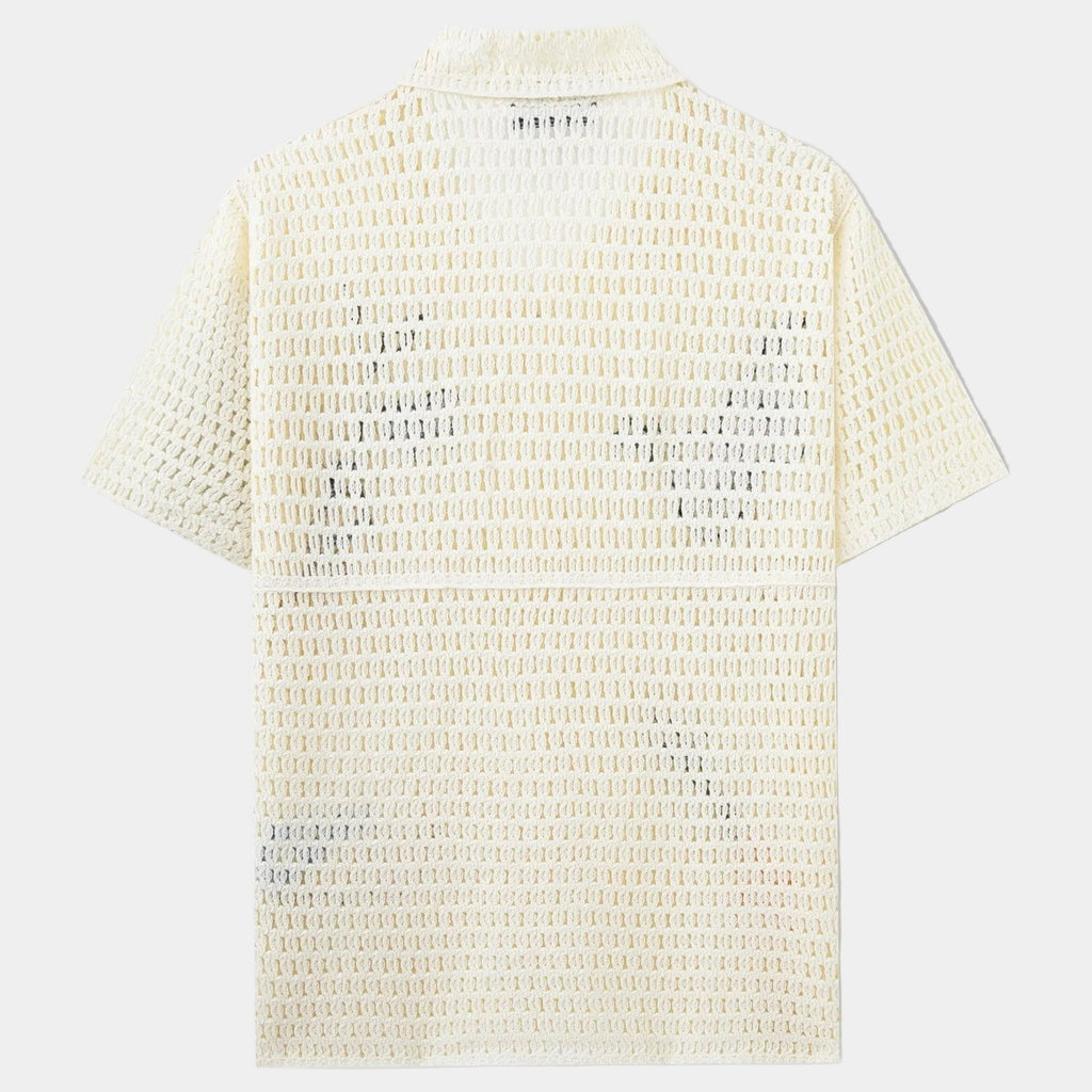 Chemise homme ajourée, coloris Beige, vue 3