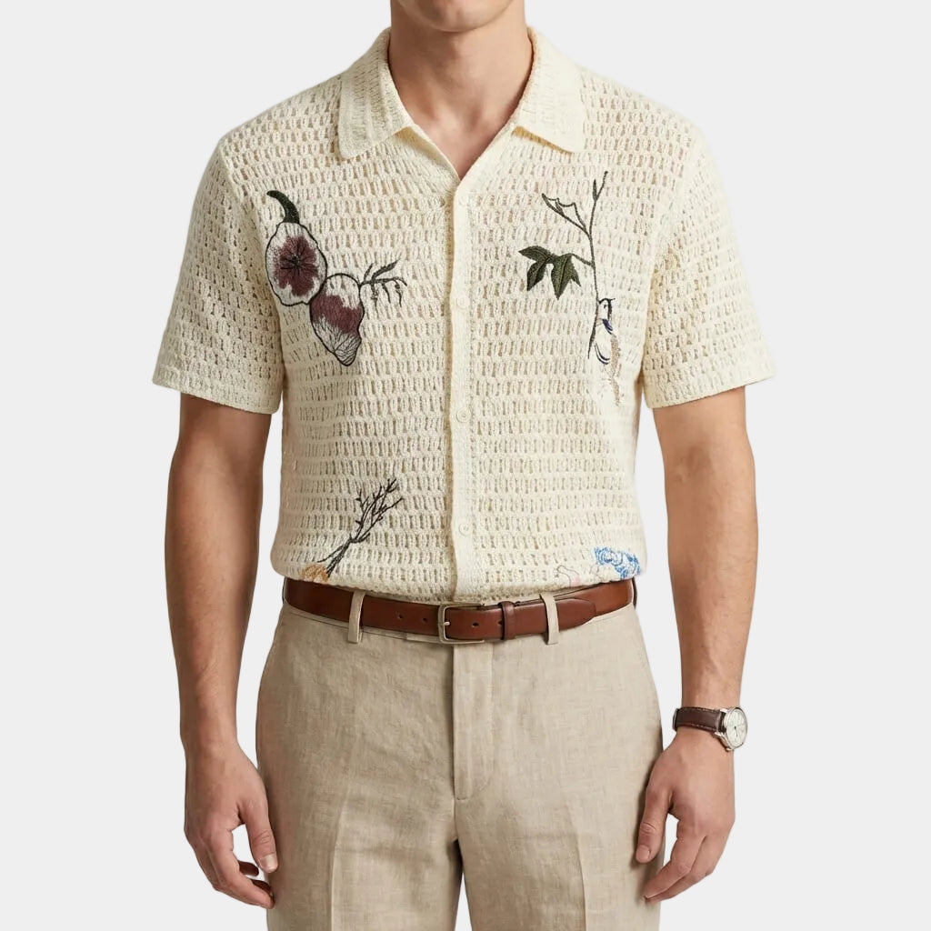 Chemise homme ajourée, coloris Beige, vue 4