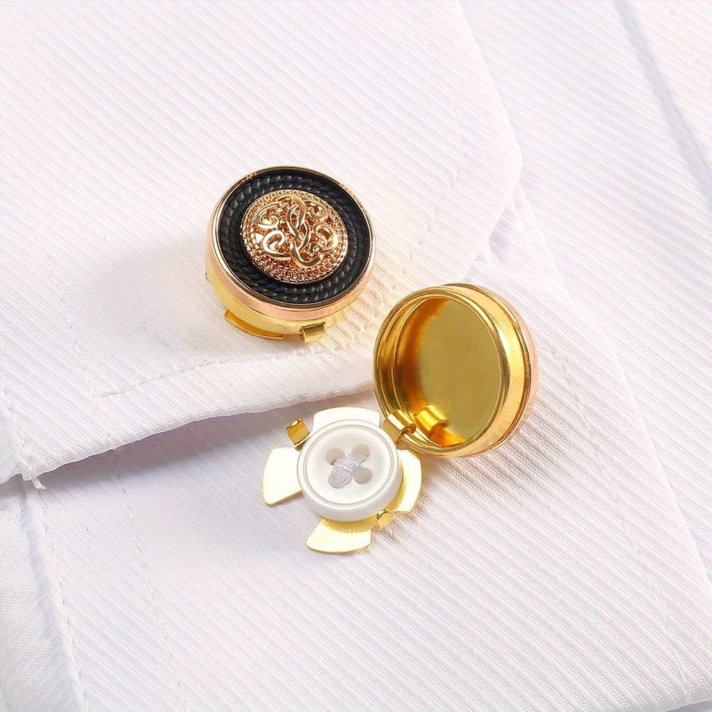 Couvre-boutons gravés pour hommes, coloris Noir